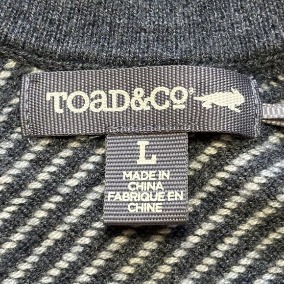 NEW TOAD&CO Strahlhorn Crew Sweater in Gray Stripe  Lambswool Nylon  SZ L - Picture 6 of 10